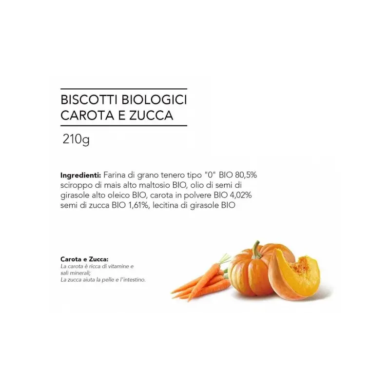 MARIE LA PASTICCERA BISCOTTI BIOLOGICI ALLA CAROTA E ZUCCA 210GR