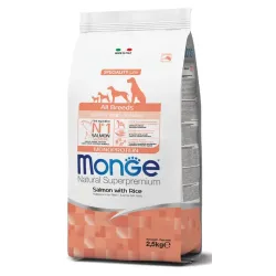Monge All Breeds Puppy/Junior Monoprotein Salmone & riso – 2,5 Kg