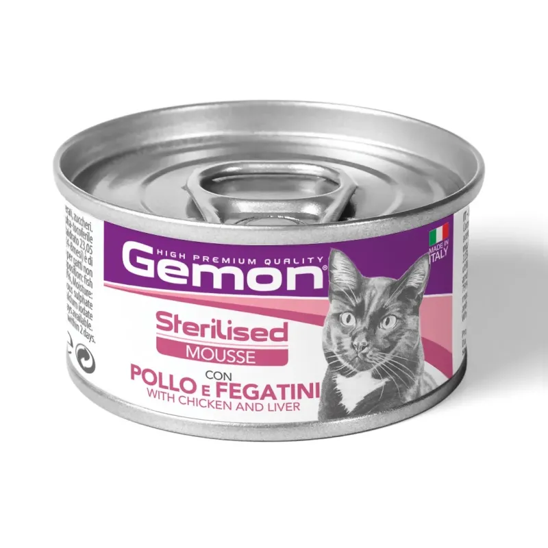 Gemon Cat mousse Sterilised con pollo e fegatini – 85 gr