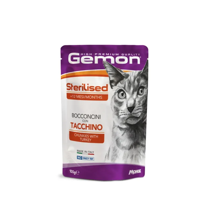 Gemon Cat busta Sterilised con bocconcini tacchino – 100 gr