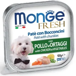 Monge Dog Fresh Paté e Bocconcini pollo e ortaggi – 100 gr
