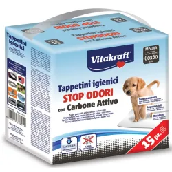 Vitakraft Tappetini Igienici con Carbone Attivo (confezione da 15 pezzi - 60x60 cm)