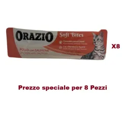 ORAZIO BUTCHER SOFT BITES - Pollo e salmone (8 bustine da 10gr)_(scadenza 30-03-2026)