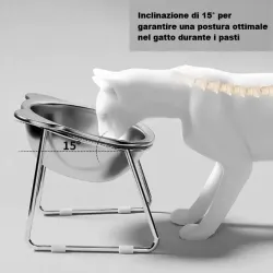 Ciotola in Acciaio Inclinata con Supporto