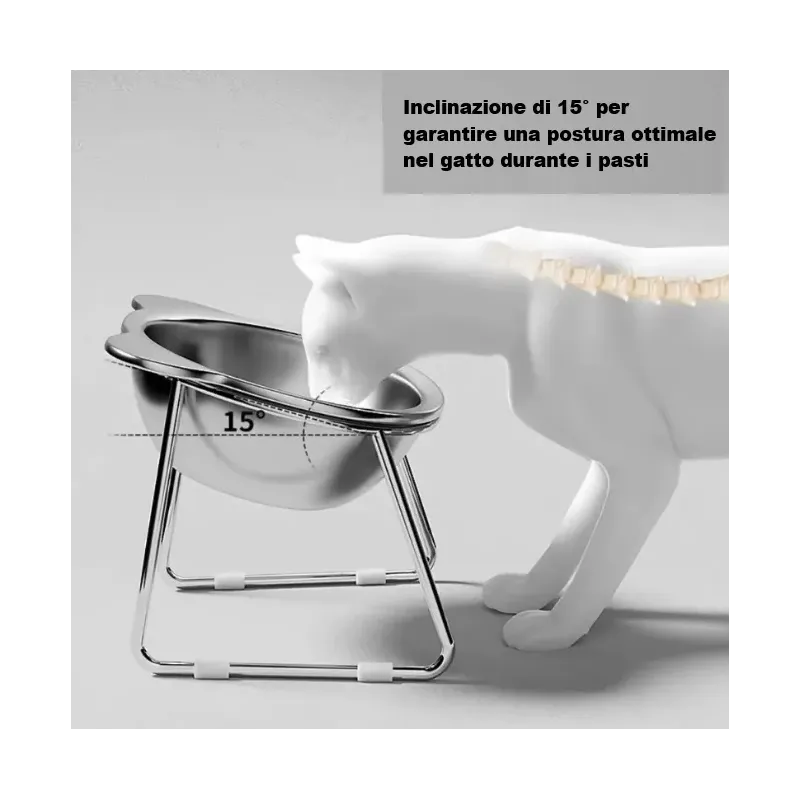 Ciotola in Acciaio Inclinata con Supporto